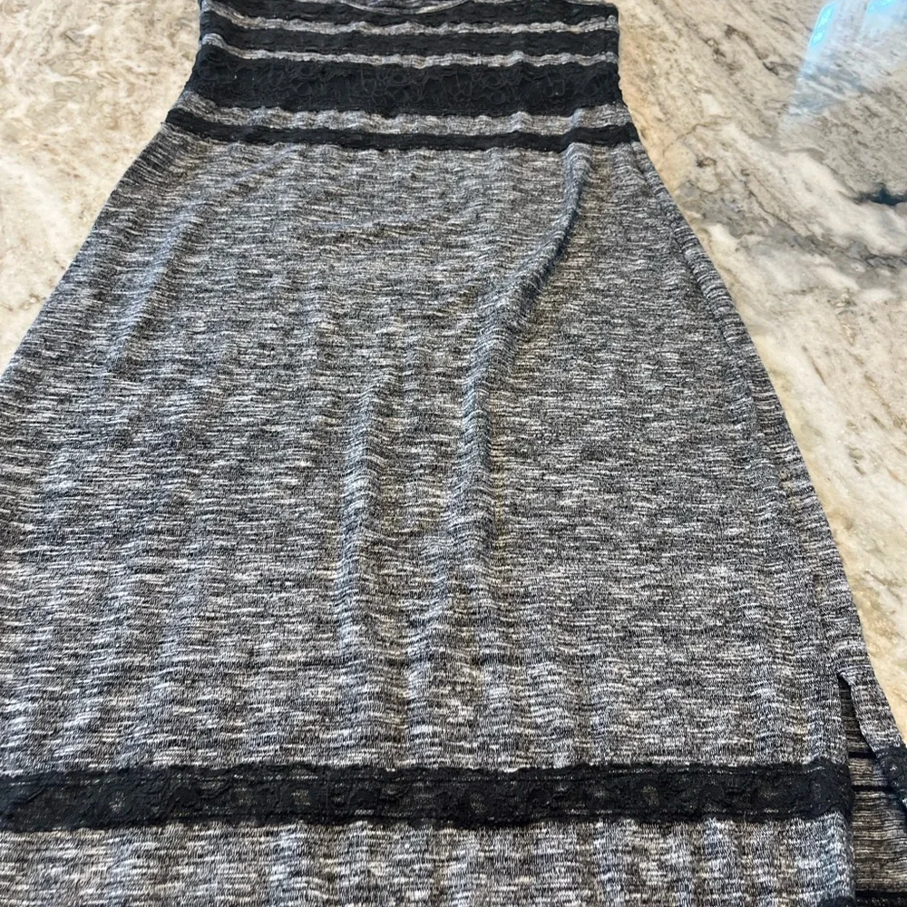 Free People Hazy Daze Grey With Black Lace Maxi Dress Size‎ S/P
